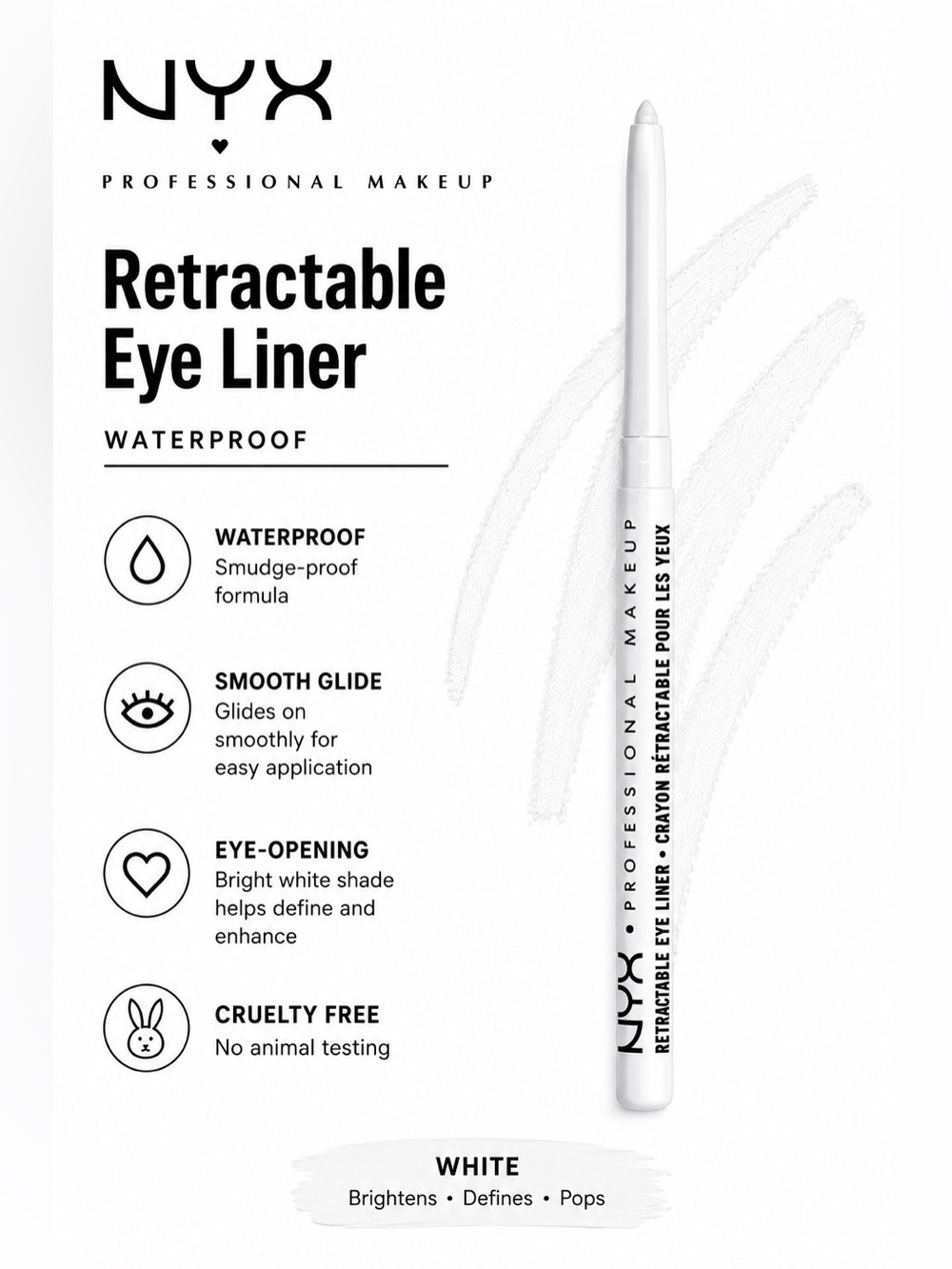 NWT/Sealed NYX Retractable Waterproof Eyeliner in White